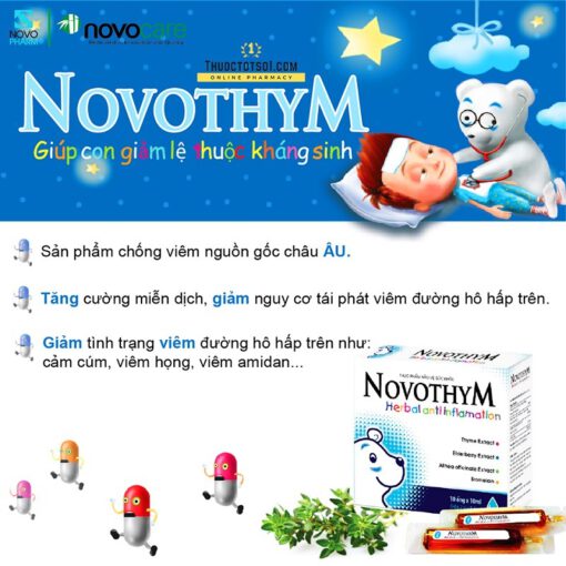 Novothym siro thảo dược châu âu chống viêm đường hô hấp giảm lệ thuộc kháng sinh
