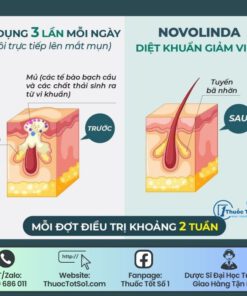 thuốc bôi trị mụn Novolinda trị mụn trứng cá viêm da tăng tiết bã nhờn thuoctotso1.com