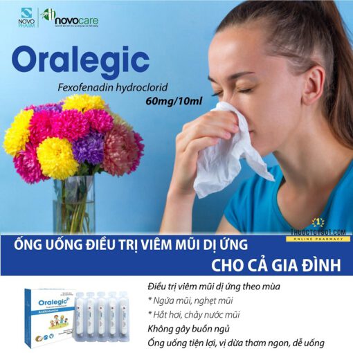 thuốc dị ứng trẻ em Oralegic vị sữa dừa thơm điều trị viêm mũi dị ừng cho cả gia đình