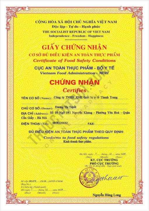 thương hiệu dược phẩm Thanh Trang Pharma chứng nhận attp thuoctotso1