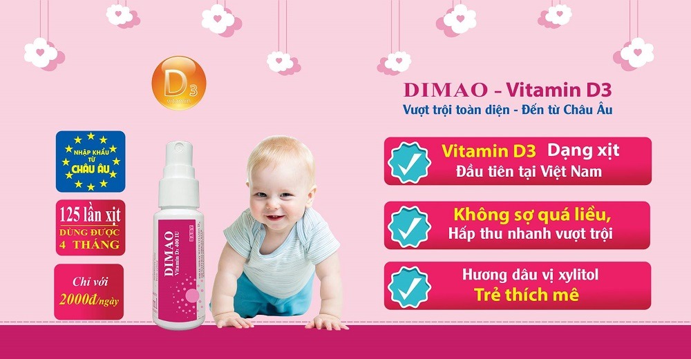 vitamin D3 dạng xịt Dimao cho trẻ thêm cao nhập khẩu Châu Âu