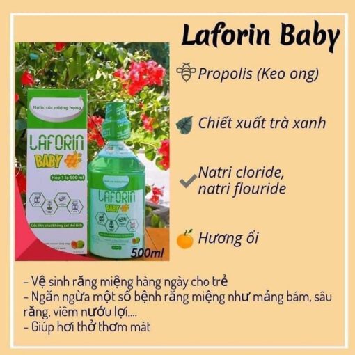 nước súc miệng Laforin Baby sát khuẩn ngừa virus cho trẻ hương ổi