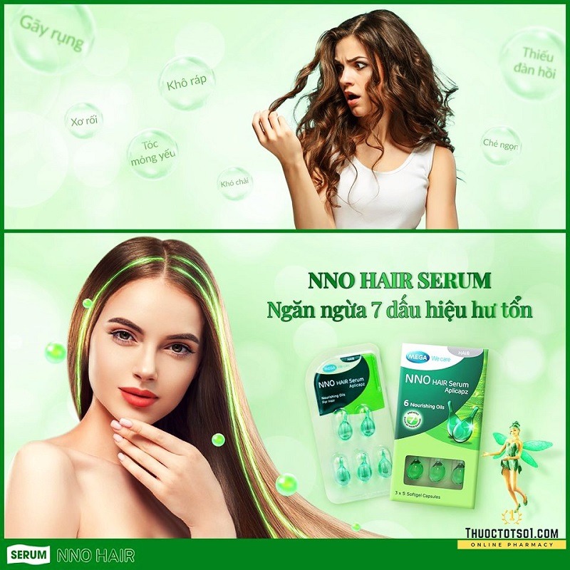serum dưỡng tóc NNO Hair ngăn ngừa 7 dấu hiệu tóc hư tổn Mega WeCare