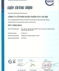 giấy chứng nhận công ty dược phẩm CPC1HN đạt chuẩn ISO hệ thống quản lý chất lượng thuoctotso1