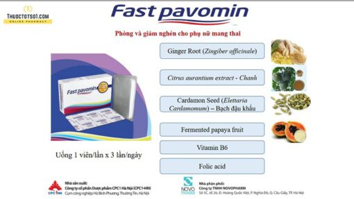 Fast Pavomin giảm ốm nghén chán ăn buồn nôn cho mẹ bầu thành phần thảo dược