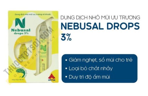 dung dịch nhỏ mũi ưu trương Nebusal Drops 3% trị viêm mũi nghẹt mũi chảy nước mũi tác dụng Thuoctotso1