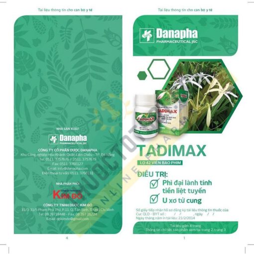 thuốc điều trị u xơ Tadimax trị u xơ tử cung và phì đại tiền liệt tuyến Danapha thuoctotso1
